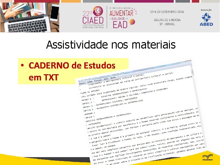 Assistividade nos materiais • CADERNO de Estudos em TXT 