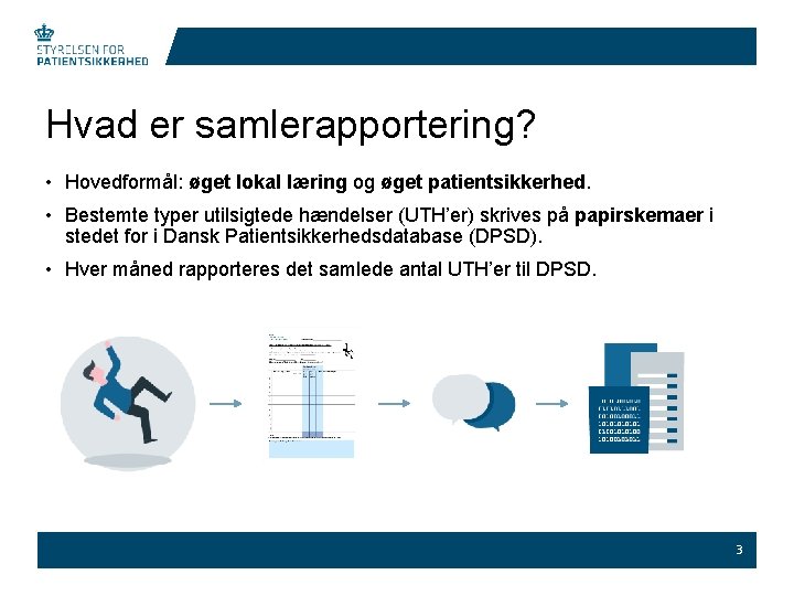 Hvad er samlerapportering? • Hovedformål: øget lokal læring og øget patientsikkerhed. • Bestemte typer