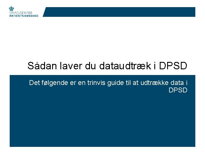 Sådan laver du dataudtræk i DPSD Det følgende er en trinvis guide til at