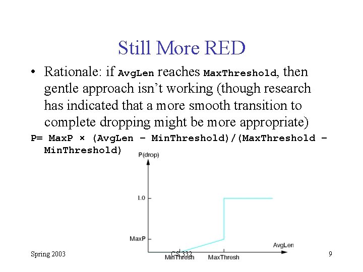 Still More RED • Rationale: if Avg. Len reaches Max. Threshold, then gentle approach