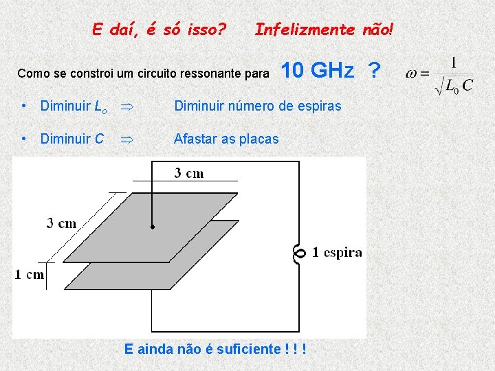 E daí, é só isso? Infelizmente não! Como se constroi um circuito ressonante para