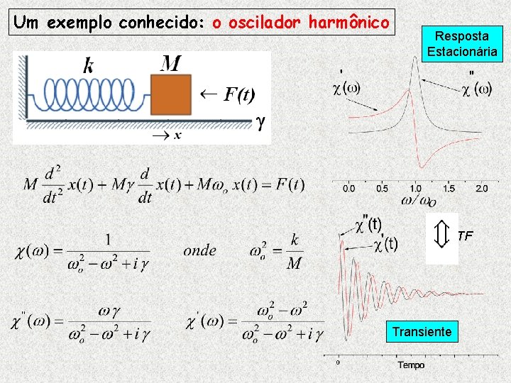 Um exemplo conhecido: o oscilador harmônico Resposta Estacionária TF Transiente 