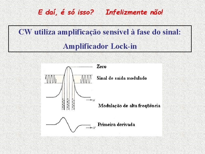 E daí, é só isso? Infelizmente não! CW utiliza amplificação sensível à fase do