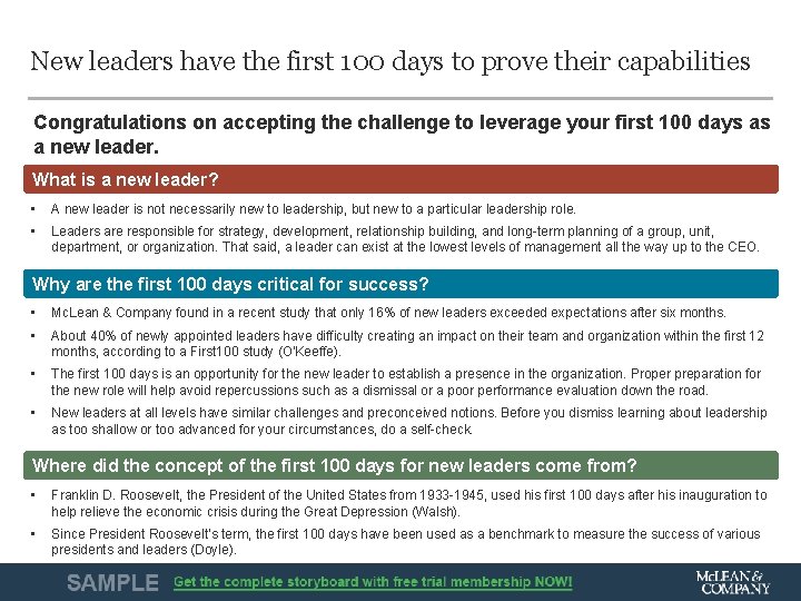 New leaders have the first 100 days to prove their capabilities Congratulations on accepting