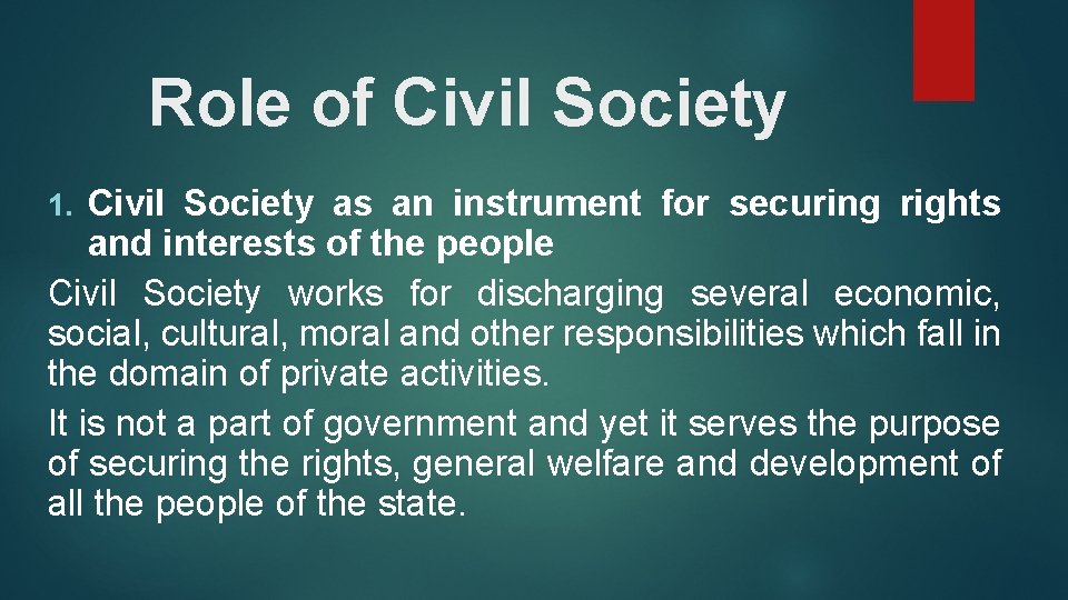 UNIT 11 CIVIL SOCIETY AND SOCIAL MOVEMENTS LESSON