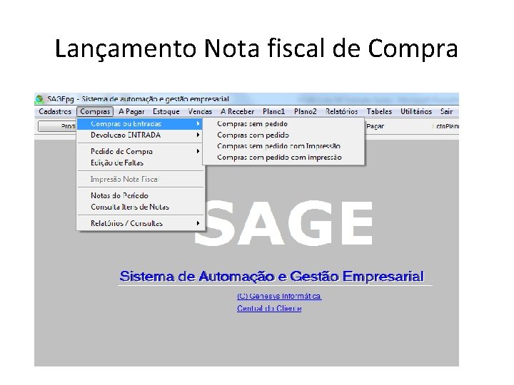 Lançamento Nota fiscal de Compra 