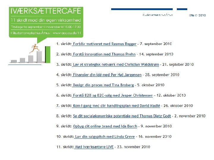 AARHUS UNIVERSITET Studentervæksthus Århus 11. 08. 09 Efterår 2010 9 
