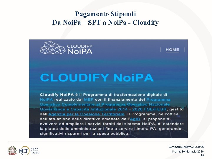 Pagamento Stipendi Da Noi. Pa – SPT a Noi. Pa - Cloudify Seminario Informativo