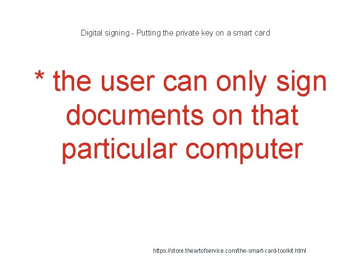 Digital signing - Putting the private key on a smart card 1 * the