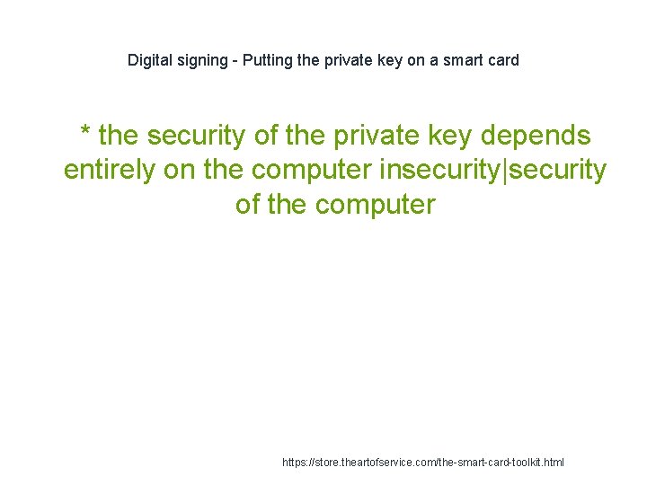 Digital signing - Putting the private key on a smart card 1 * the