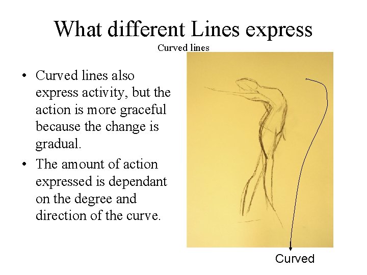 What different Lines express Curved lines • Curved lines also express activity, but the