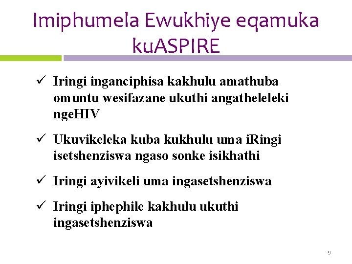 Imiphumela Ewukhiye eqamuka ku. ASPIRE ü Iringi inganciphisa kakhulu amathuba omuntu wesifazane ukuthi angatheleleki