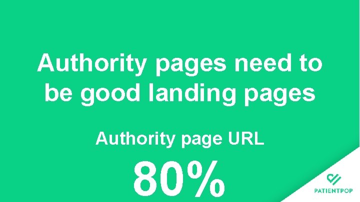 Authority pages need to be good landing pages Authority page URL 80% 