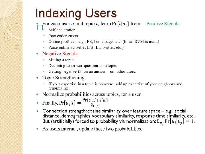 Indexing Users � 