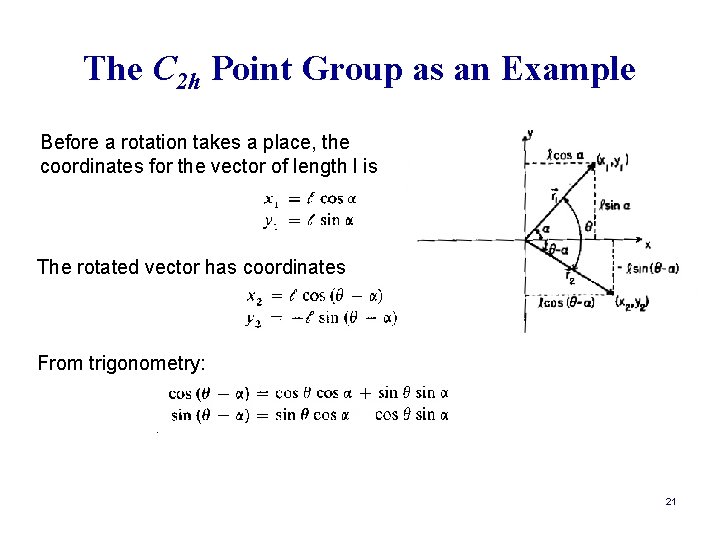 The C 2 h Point Group as an Example Before a rotation takes a