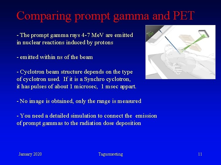 Comparing prompt gamma and PET - The prompt gamma rays 4 -7 Me. V Comparing prompt gamma and PET - The prompt gamma rays 4 -7 Me. V