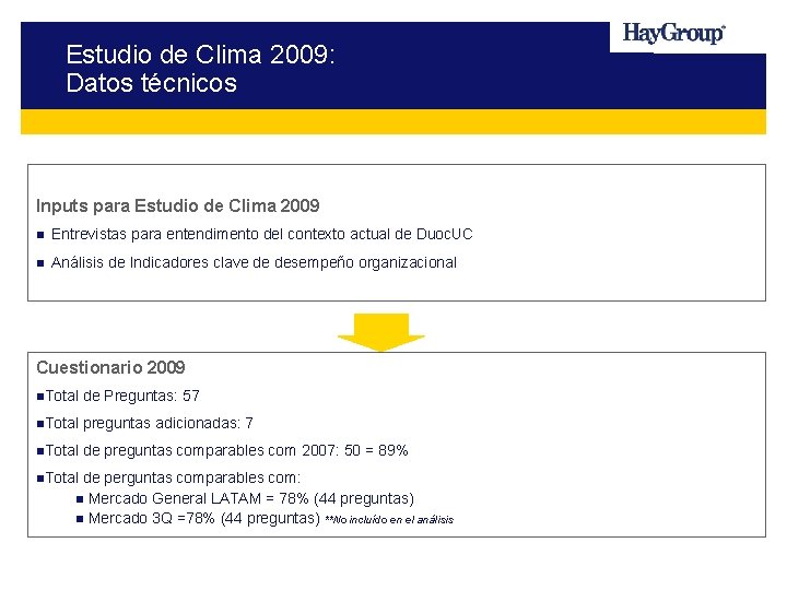 Estudio de Clima 2009: Datos técnicos Inputs para Estudio de Clima 2009 n Entrevistas