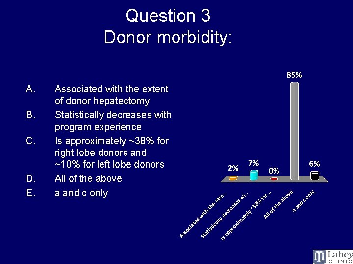 Question 3 Donor morbidity: A. B. C. D. E. Associated with the extent of