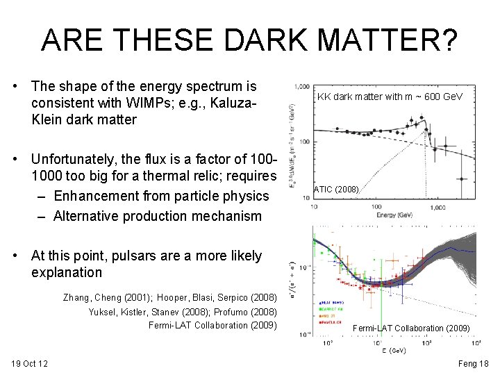 ARE THESE DARK MATTER? • The shape of the energy spectrum is consistent with