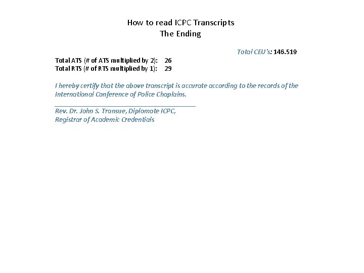How to read ICPC Transcripts The Ending Total ATS (# of ATS multiplied by How to read ICPC Transcripts The Ending Total ATS (# of ATS multiplied by