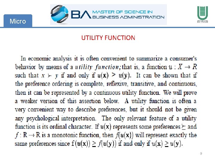 Micro UTILITY FUNCTION 9 