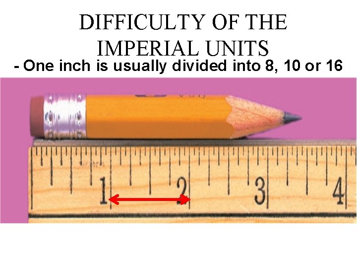 DIFFICULTY OF THE IMPERIAL UNITS - One inch is usually divided into 8, 10