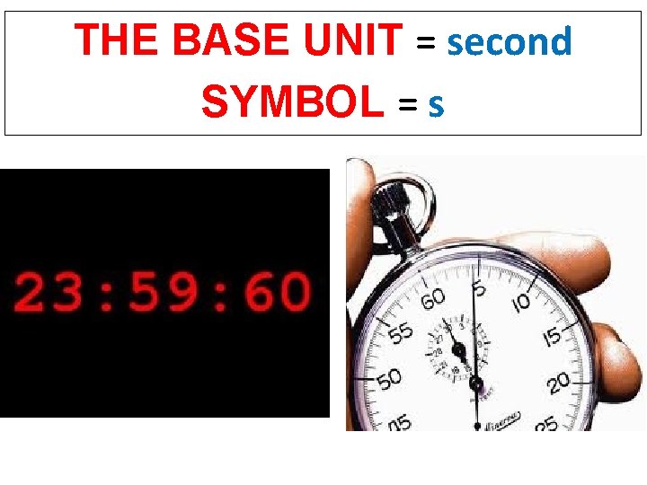 THE BASE UNIT = second SYMBOL = s 