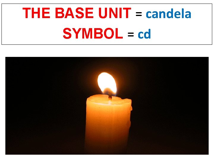 THE BASE UNIT = candela SYMBOL = cd Copyright © 2010 Ryan P. Murphy