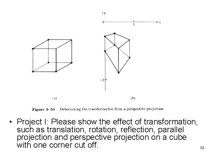  • Project I: Please show the effect of transformation, such as translation, rotation,