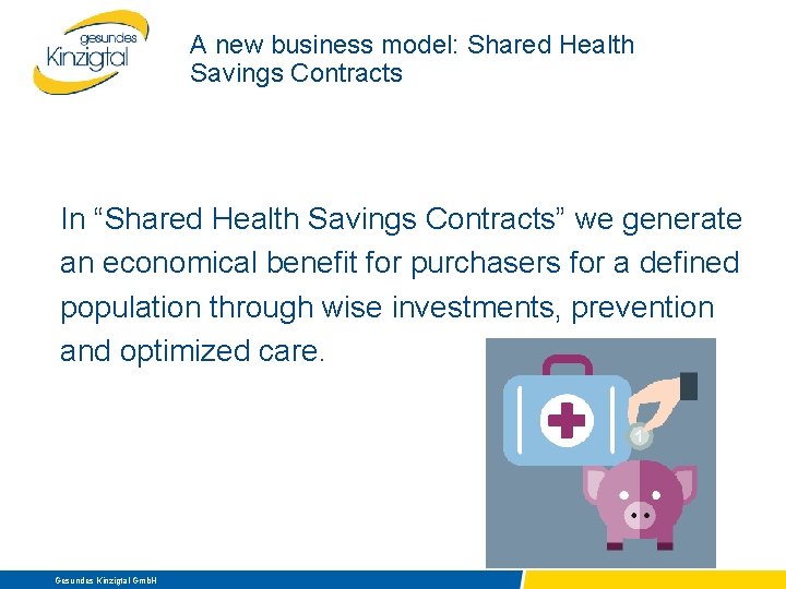 A new business model: Shared Health Savings Contracts In “Shared Health Savings Contracts” we