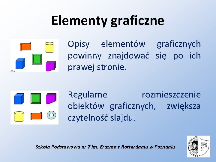 Elementy graficzne Opisy elementów graficznych powinny znajdować się po ich prawej stronie. Regularne rozmieszczenie