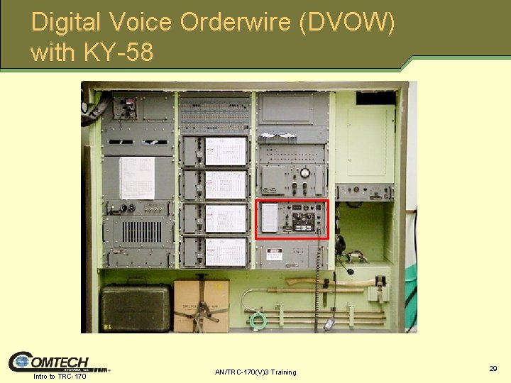 Digital Voice Orderwire (DVOW) with KY-58 Intro to TRC-170 AN/TRC-170(V)3 Training 29 