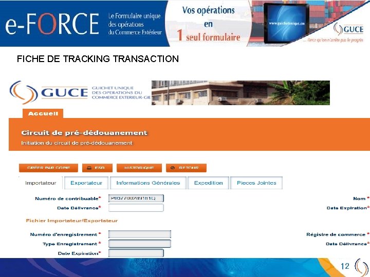 FICHE DE TRACKING TRANSACTION 12 