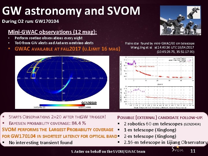 GW astronomy and SVOM During O 2 run: GW 170104 Mini-GWAC observations (12 mag):