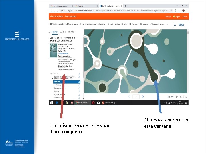 Lo mismo ocurre si es un libro completo El texto aparece en esta ventana