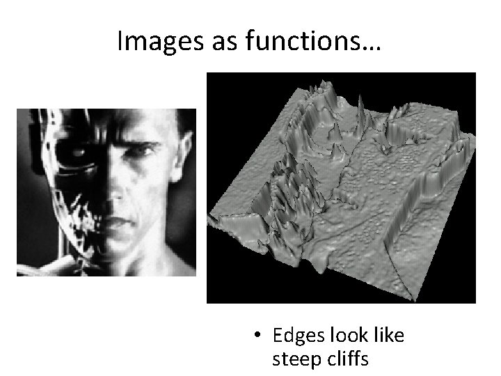 Images as functions… • Edges look like steep cliffs Images as functions… • Edges look like steep cliffs