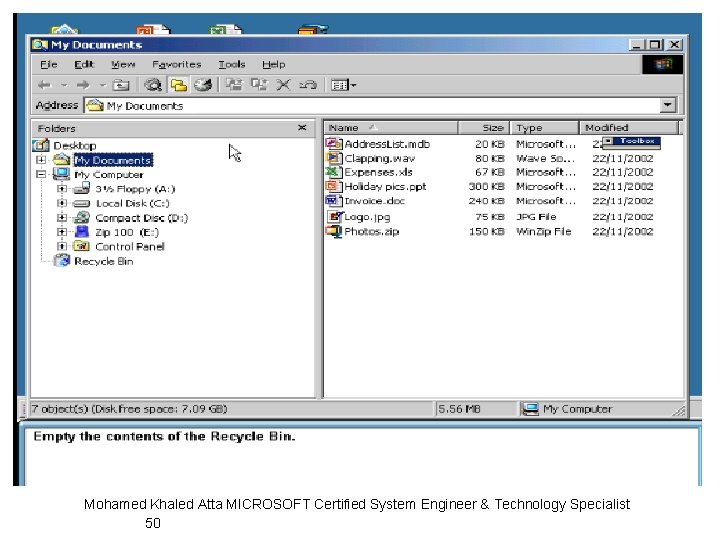 Mohamed Khaled Atta MICROSOFT Certified System Engineer & Technology Specialist 50 