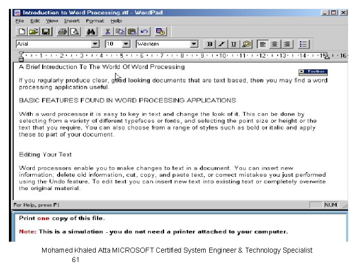 Mohamed Khaled Atta MICROSOFT Certified System Engineer & Technology Specialist 61 