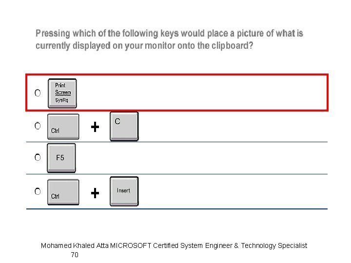 Mohamed Khaled Atta MICROSOFT Certified System Engineer & Technology Specialist 70 