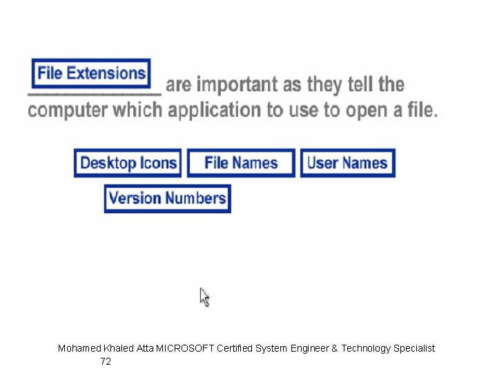 Mohamed Khaled Atta MICROSOFT Certified System Engineer & Technology Specialist 72 