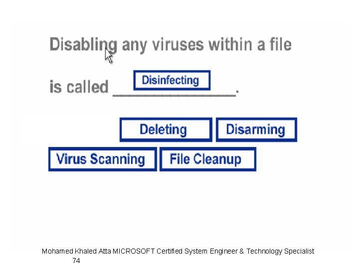 Mohamed Khaled Atta MICROSOFT Certified System Engineer & Technology Specialist 74 