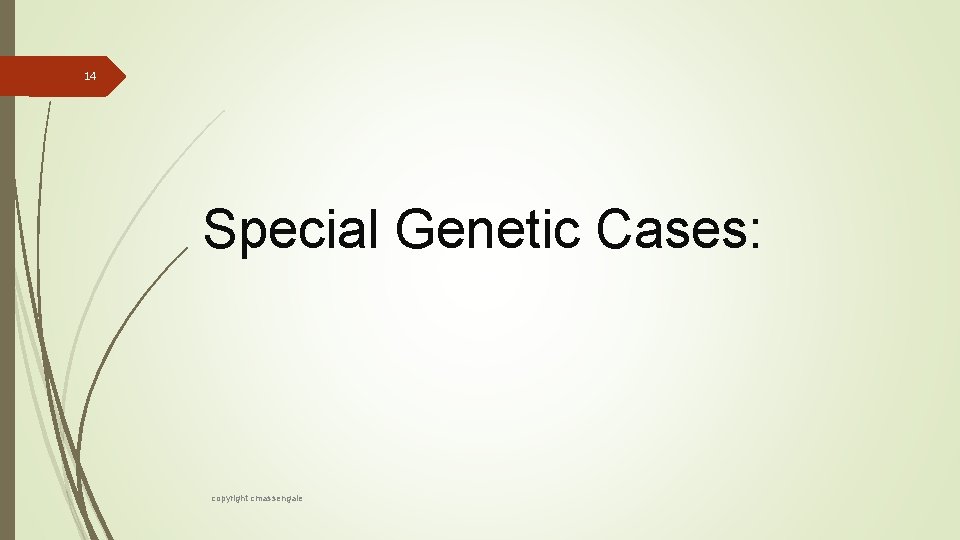 14 Special Genetic Cases: copyright cmassengale 