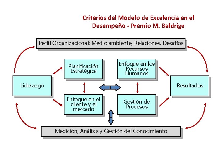 Criterios del Modelo de Excelencia en el Desempeño - Premio M. Baldrige Perfil Organizacional: