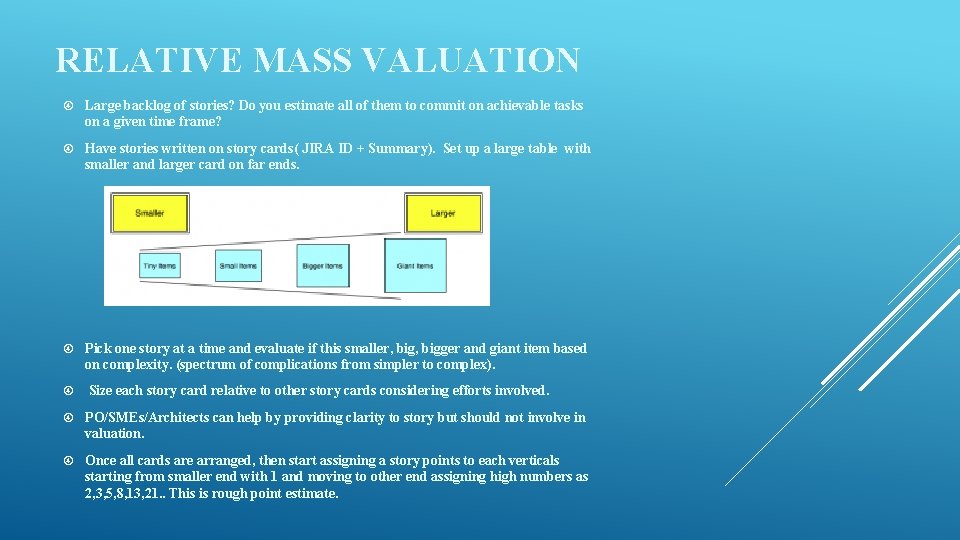 RELATIVE MASS VALUATION Large backlog of stories? Do you estimate all of them to