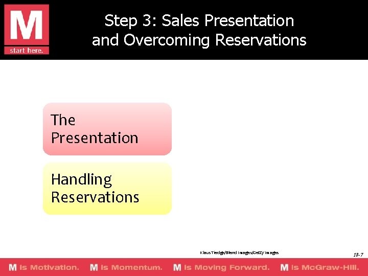 Step 3: Sales Presentation and Overcoming Reservations The Presentation Handling Reservations Klaus Tiedge/Blend Images/Getty