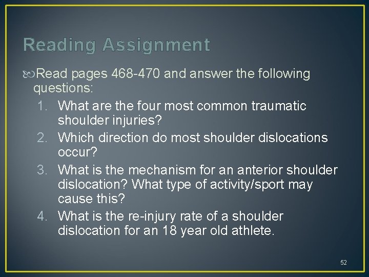 Reading Assignment Read pages 468 -470 and answer the following questions: 1. What are