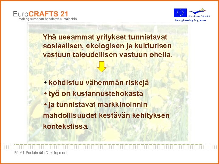 Yhä useammat yritykset tunnistavat sosiaalisen, ekologisen ja kultturisen vastuun taloudellisen vastuun ohella. • kohdistuu