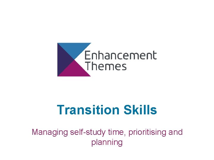Transition Skills Managing self-study time, prioritising and planning 