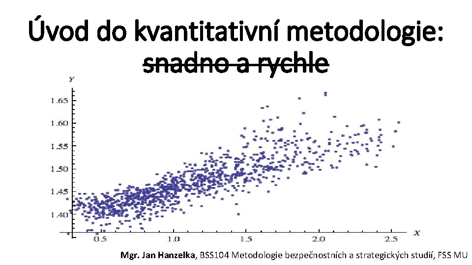 Úvod do kvantitativní metodologie: snadno a rychle Mgr. Jan Hanzelka, BSS 104 Metodologie bezpečnostních