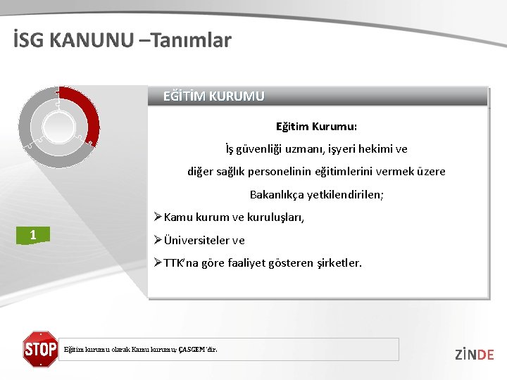 EĞİTİM KURUMU Eğitim Kurumu: İş güvenliği uzmanı, işyeri hekimi ve diğer sağlık personelinin eğitimlerini
